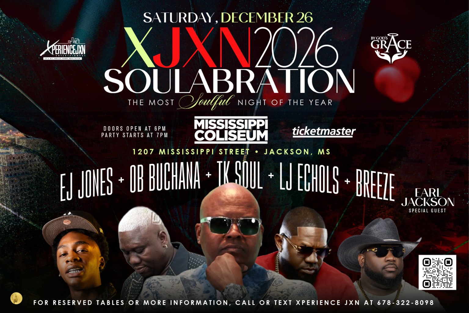Soulabration 2026 official flyer with EJ Jones, OB Buchana, TK Soul, LJ Echols, Breeze, and special guest Earl Jackson