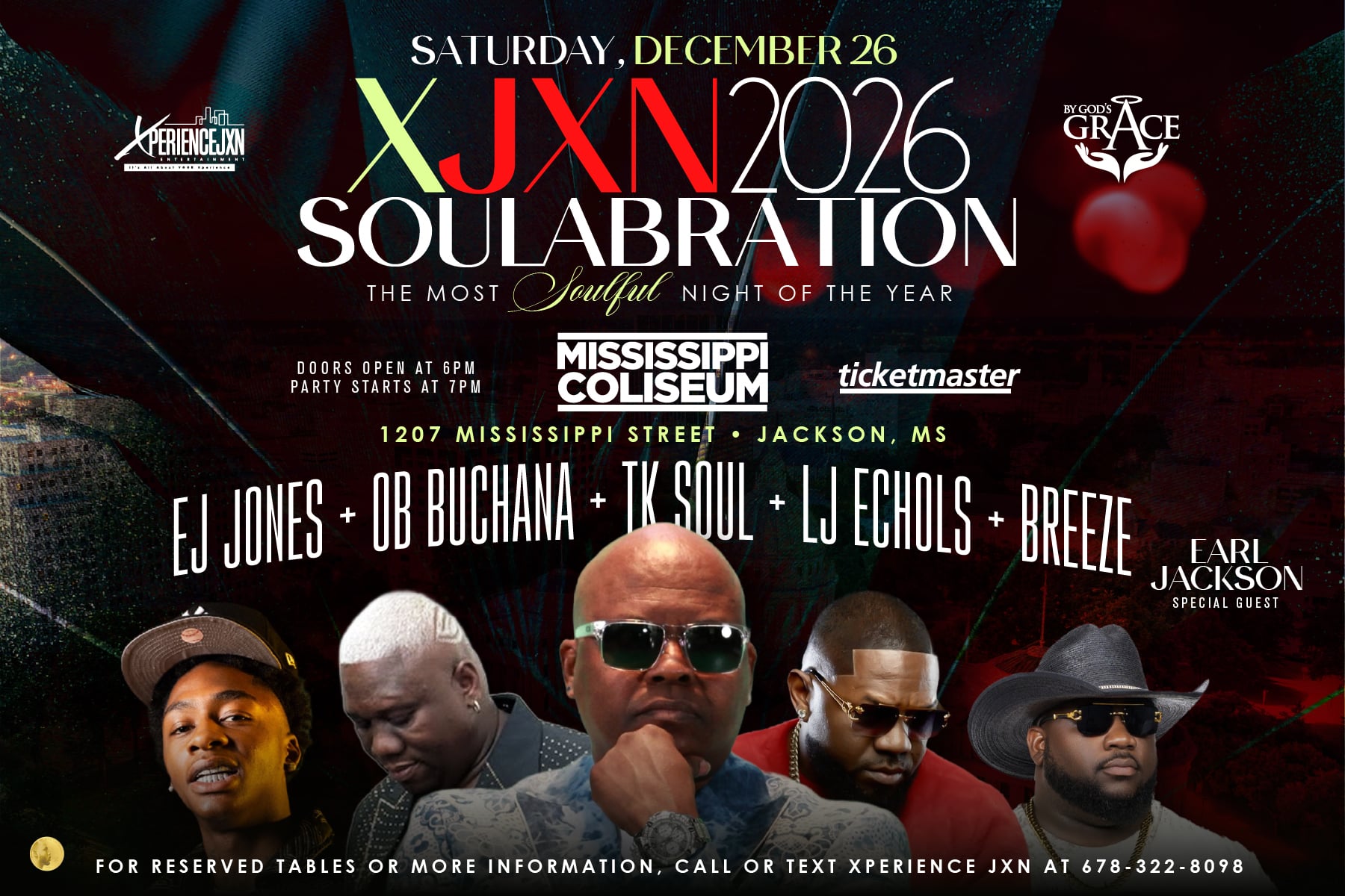 Soulabration 2026 official flyer with EJ Jones, OB Buchana, TK Soul, LJ Echols, Breeze, and special guest Earl Jackson